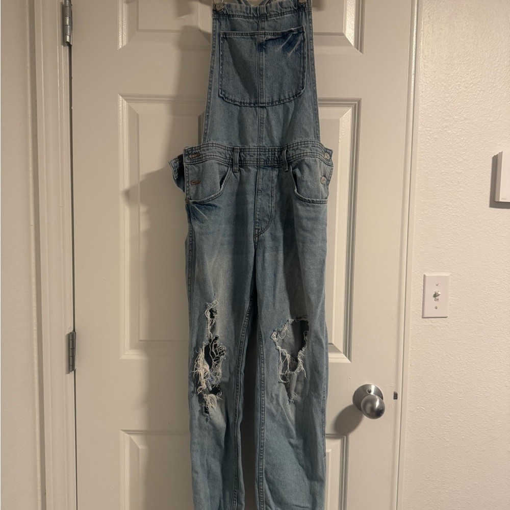 Distressed Denim Overalls